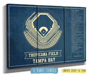36" x 24" / 3 Panel Canvas Wrap Cutler West Tampa Bay Rays - Tropicana Field Vintage Baseball Print