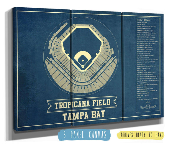 36" x 24" / 3 Panel Canvas Wrap Cutler West Tampa Bay Rays - Tropicana Field Vintage Baseball Print