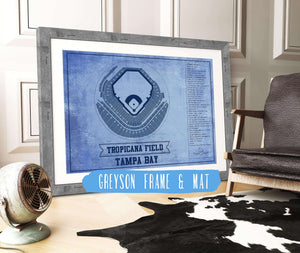 14" x 11" / Greyson Frame & Mat Cutler West Tampa Bay Rays - Tropicana Field Vintage Baseball Print - Team Color
