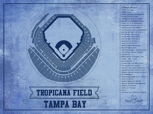 14" x 11" / Unframed Cutler West Tampa Bay Rays - Tropicana Field Vintage Baseball Print - Team Color