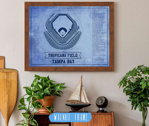 20" x 16" / Walnut Frame Cutler West Tampa Bay Rays - Tropicana Field Vintage Baseball Print - Team Color