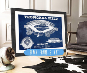 20" x 16" / Black Frame & Mat Cutler West Tampa Bay Rays Tropicana Field Vintage Wall Art