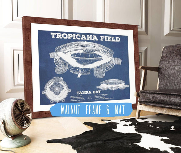 20" x 16" / Walnut Frame & Mat Cutler West Tampa Bay Rays Tropicana Field Vintage Wall Art