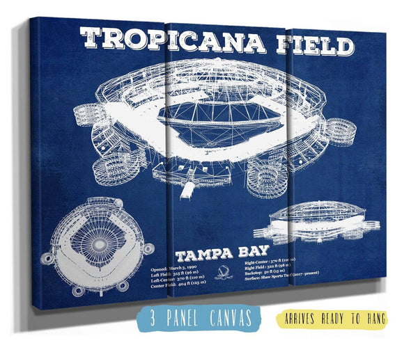 36" x 24" / 3 Panel Canvas Wrap Cutler West Tampa Bay Rays Tropicana Field Vintage Wall Art