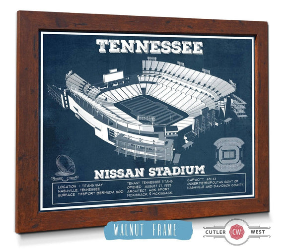 14" x 11" / Unframed Cutler West Tennessee Titans Nissan Stadium - Vintage Football Print 1