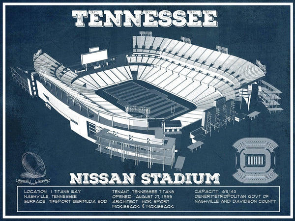 14" x 11" / Unframed Cutler West Tennessee Titans Nissan Stadium - Vintage Football Print 1