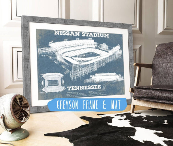 14" x 11" / Greyson Frame & Mat Cutler West Tennessee Titans Nissan Stadium - Vintage Football Print 2
