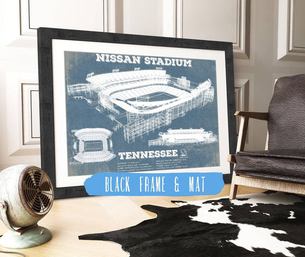 20" x 16" / Black Frame & Mat Cutler West Tennessee Titans Nissan Stadium - Vintage Football Print 2