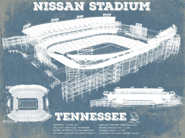 20" x 16" / Unframed Cutler West Tennessee Titans Nissan Stadium - Vintage Football Print 2