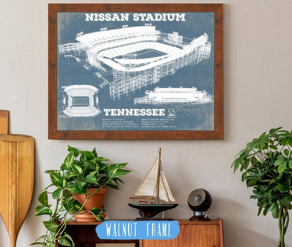 20" x 16" / Walnut Frame Cutler West Tennessee Titans Nissan Stadium - Vintage Football Print 2
