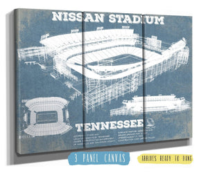 36" x 24" / 3 Panel Canvas Wrap Cutler West Tennessee Titans Nissan Stadium - Vintage Football Print 2