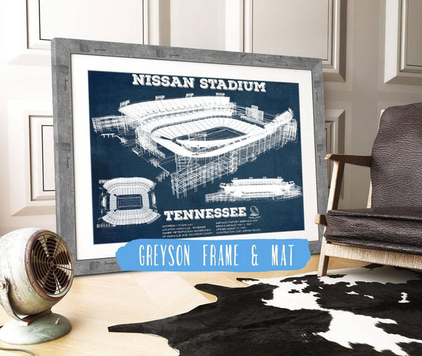 14" x 11" / Greyson Frame & Mat Cutler West Tennessee Titans Nissan Stadium - Vintage Football Print 3