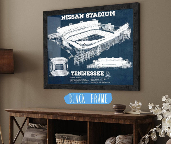 20" x 16" / Black Frame Cutler West Tennessee Titans Nissan Stadium - Vintage Football Print 3