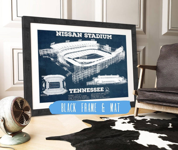 20" x 16" / Black Frame & Mat Cutler West Tennessee Titans Nissan Stadium - Vintage Football Print 3