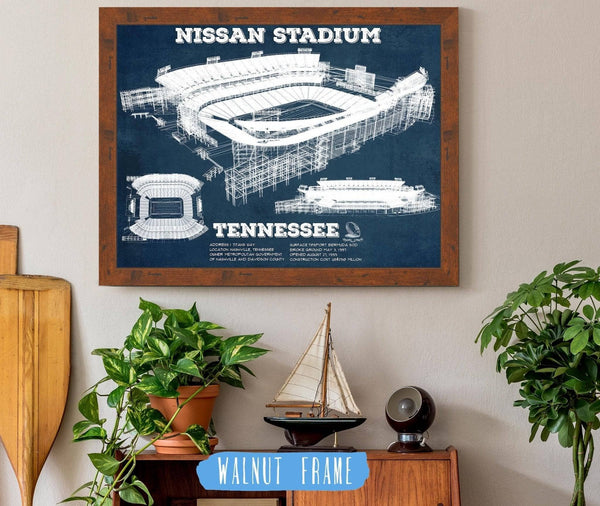 20" x 16" / Walnut Frame Cutler West Tennessee Titans Nissan Stadium - Vintage Football Print 3