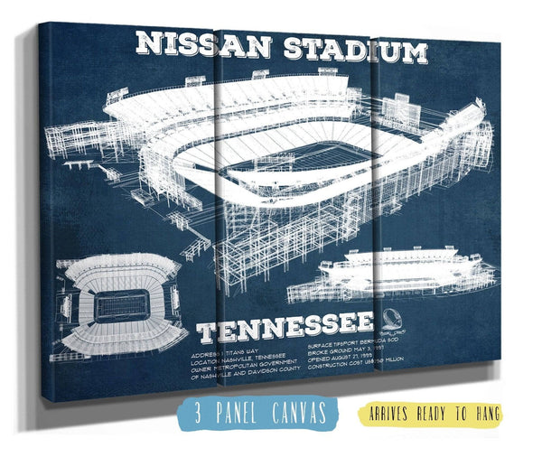 36" x 24" / 3 Panel Canvas Wrap Cutler West Tennessee Titans Nissan Stadium - Vintage Football Print 3