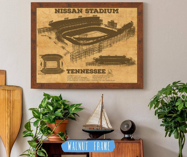 20" x 16" / Walnut Frame Cutler West Tennessee Titans Nissan Stadium - Vintage Football Print 4