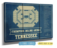 Cutler West Basketball Collection 48" x 32" / 3 Panel Canvas Wrap Thompson–Boling Arena - Tennessee Volunteers, Lady Vols NCAA College Basketball Blueprint Art 93335021384730