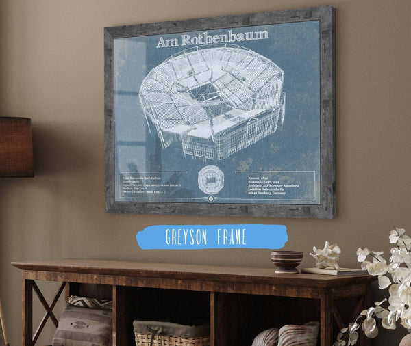 14" x 11" / Greyson Frame Cutler West Tennisstadion Am Rothenbaum - German Open Tennis Championships Blueprint Vintage Print