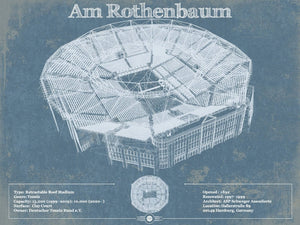 14" x 11" / Unframed Cutler West Tennisstadion Am Rothenbaum - German Open Tennis Championships Blueprint Vintage Print