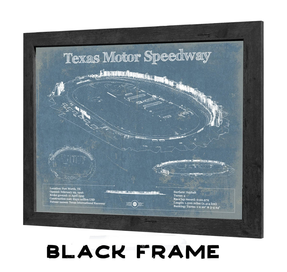 14" x 11" / Stretched Canvas Wrap Cutler West Texas Motor Speedway Blueprint NASCAR Race Track Print