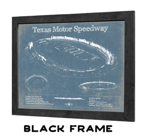 20" x 16" / Black Frame Cutler West Texas Motor Speedway Blueprint NASCAR Race Track Print
