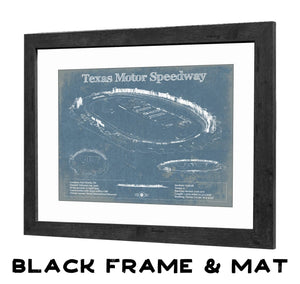 20" x 16" / Black Frame & Mat Cutler West Texas Motor Speedway Blueprint NASCAR Race Track Print