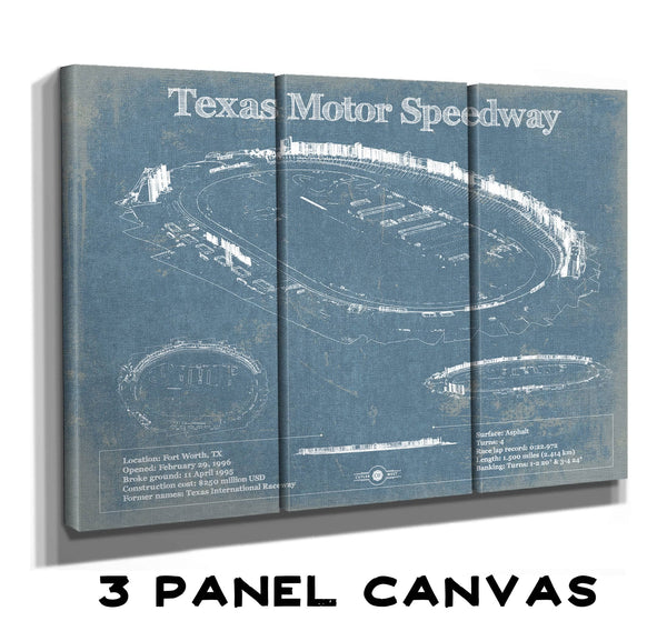 36" x 24" / 3 Panel Canvas Wrap Cutler West Texas Motor Speedway Blueprint NASCAR Race Track Print