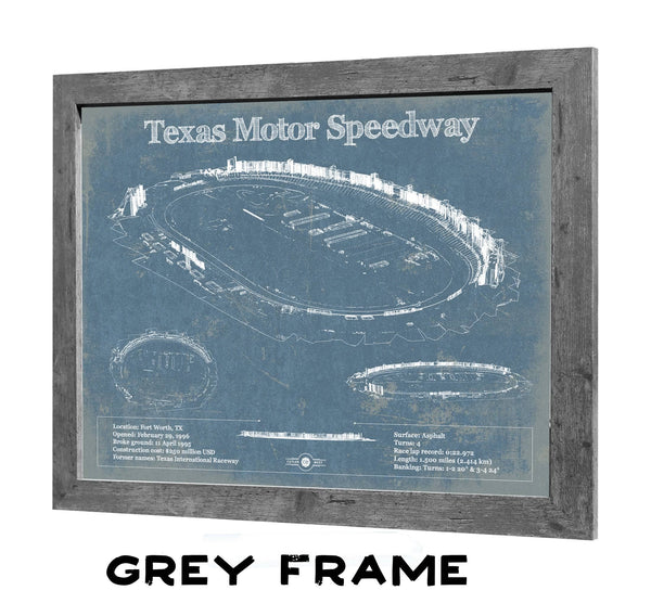 36" x 24" / Greyson Frame Cutler West Texas Motor Speedway Blueprint NASCAR Race Track Print