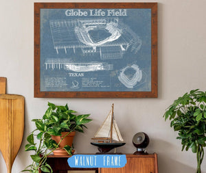 20" x 16" / Walnut Frame Cutler West Texas Rangers -  Globe Life Field Vintage Stadium Baseball Print