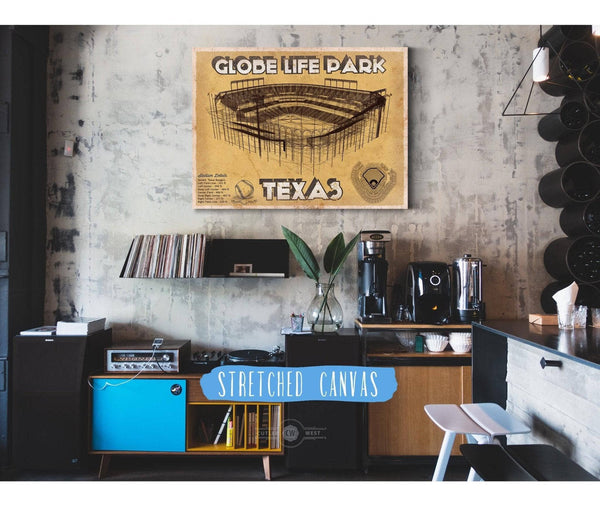 Cutler West Texas Rangers - Globe Life Park Vintage Stadium Baseball Print