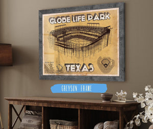 Cutler West Texas Rangers - Globe Life Park Vintage Stadium Baseball Print