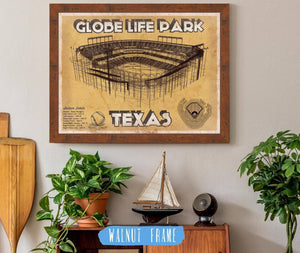 20" x 16" / Walnut Frame Cutler West Texas Rangers - Globe Life Park Vintage Stadium Baseball Print