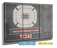 Cutler West Basketball Collection 48" x 32" / 3 Panel Canvas Wrap United Supermarkets Arena - Texas Tech Red Raiders NCAA College Basketball Blueprint Art 93335021284928