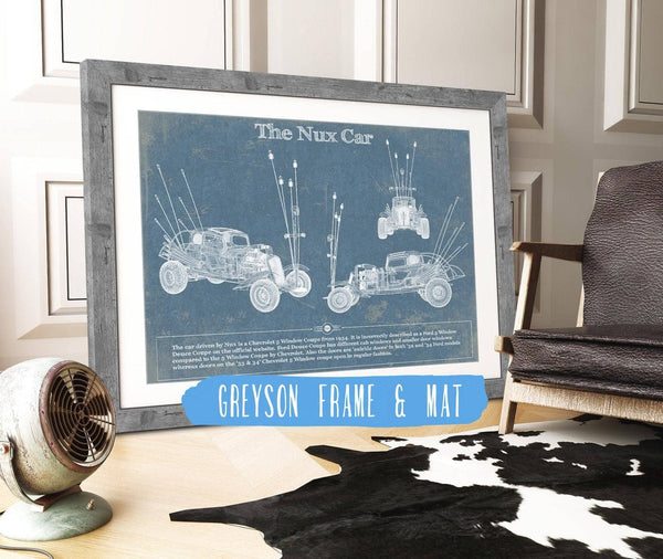 14" x 11" / Greyson Frame & Mat Cutler West The Nux Car (Chevrolet 5 Window Coupe 1934)  Blueprint Vintage Auto Print