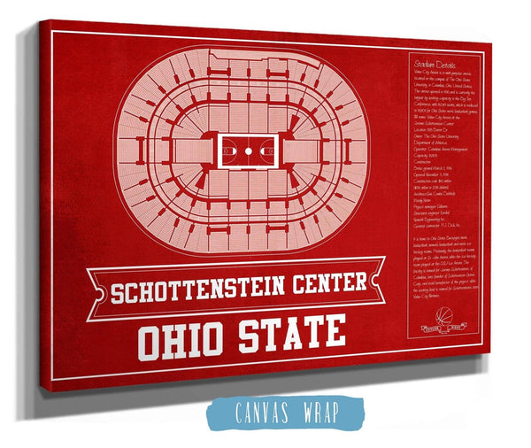 Cutler West The Schottenstein Center - Ohio State Buckeyes Team Colors NCAA College Basketball Blueprint Art