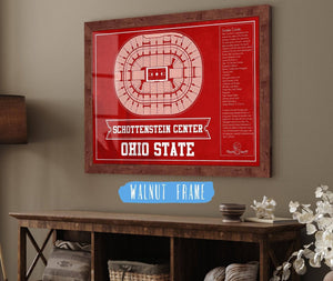 Cutler West The Schottenstein Center - Ohio State Buckeyes Team Colors NCAA College Basketball Blueprint Art