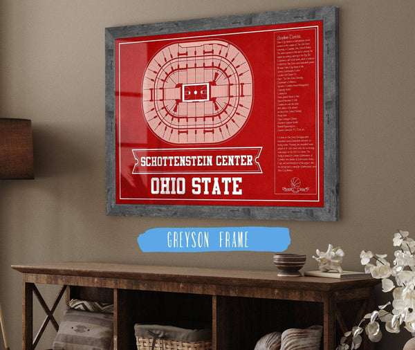Cutler West The Schottenstein Center - Ohio State Buckeyes Team Colors NCAA College Basketball Blueprint Art