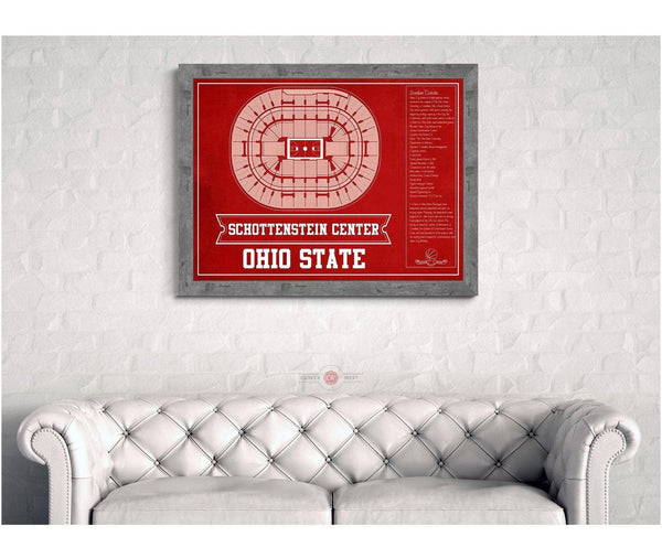 Cutler West The Schottenstein Center - Ohio State Buckeyes Team Colors NCAA College Basketball Blueprint Art