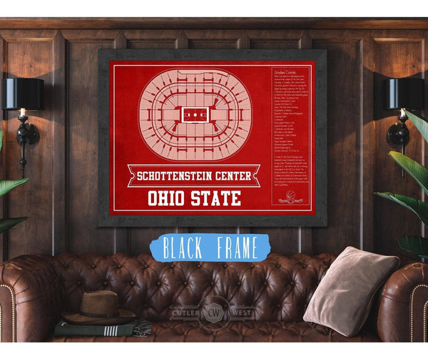 Cutler West The Schottenstein Center - Ohio State Buckeyes Team Colors NCAA College Basketball Blueprint Art