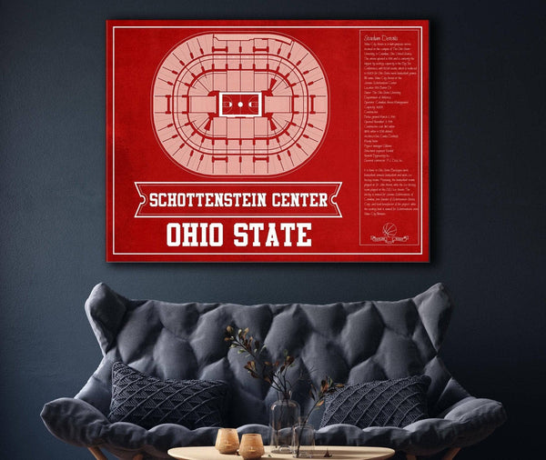 Cutler West The Schottenstein Center - Ohio State Buckeyes Team Colors NCAA College Basketball Blueprint Art