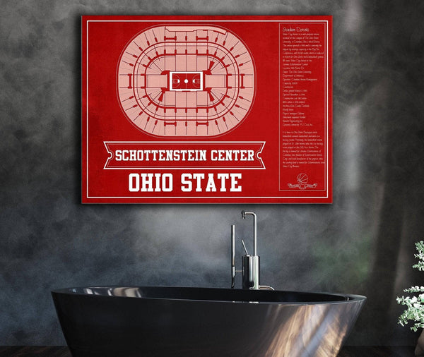 Cutler West The Schottenstein Center - Ohio State Buckeyes Team Colors NCAA College Basketball Blueprint Art
