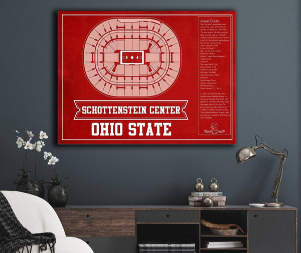 Cutler West The Schottenstein Center - Ohio State Buckeyes Team Colors NCAA College Basketball Blueprint Art