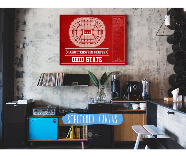 Cutler West The Schottenstein Center - Ohio State Buckeyes Team Colors NCAA College Basketball Blueprint Art