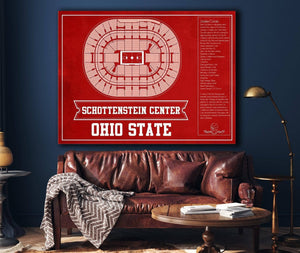 Cutler West The Schottenstein Center - Ohio State Buckeyes Team Colors NCAA College Basketball Blueprint Art