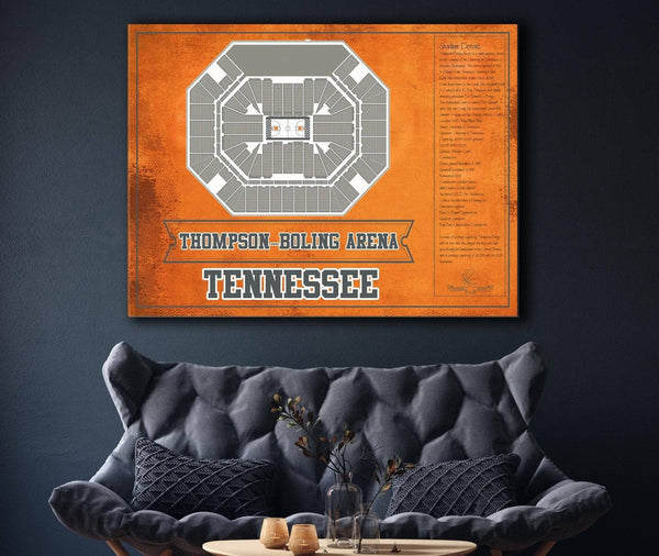 Cutler West Thompson–Boling Arena - Tennessee Volunteers, Lady Vols NCAA College Basketball Blueprint Art
