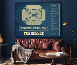 Cutler West Thompson–Boling Arena - Tennessee Volunteers, Lady Vols NCAA College Basketball Blueprint Art