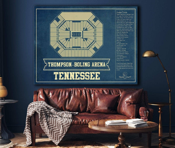 Cutler West Thompson–Boling Arena - Tennessee Volunteers, Lady Vols NCAA College Basketball Blueprint Art