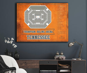 Cutler West Thompson–Boling Arena - Tennessee Volunteers, Lady Vols NCAA College Basketball Blueprint Art