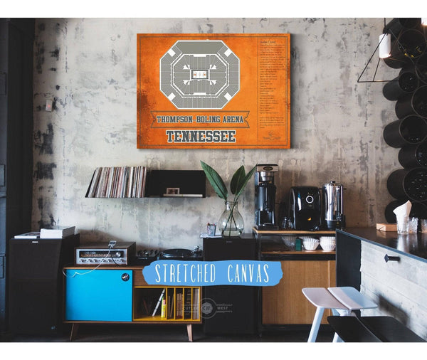 Cutler West Thompson–Boling Arena - Tennessee Volunteers, Lady Vols NCAA College Basketball Blueprint Art